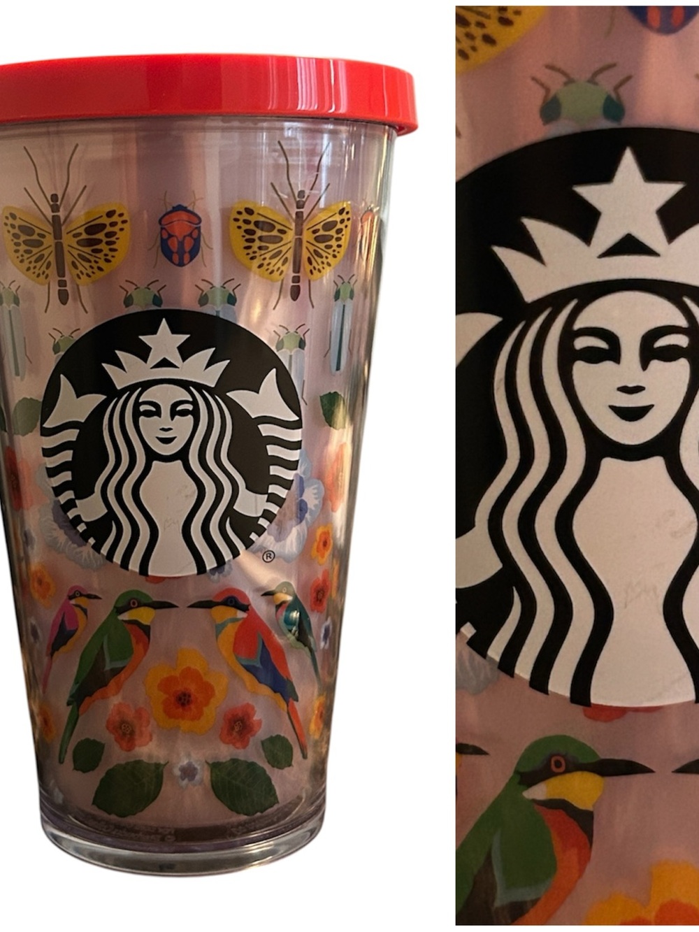NWT Starbucks 2017 Summer Bugs & Birds Butterfly Cold Cup 16 oz Tumbler